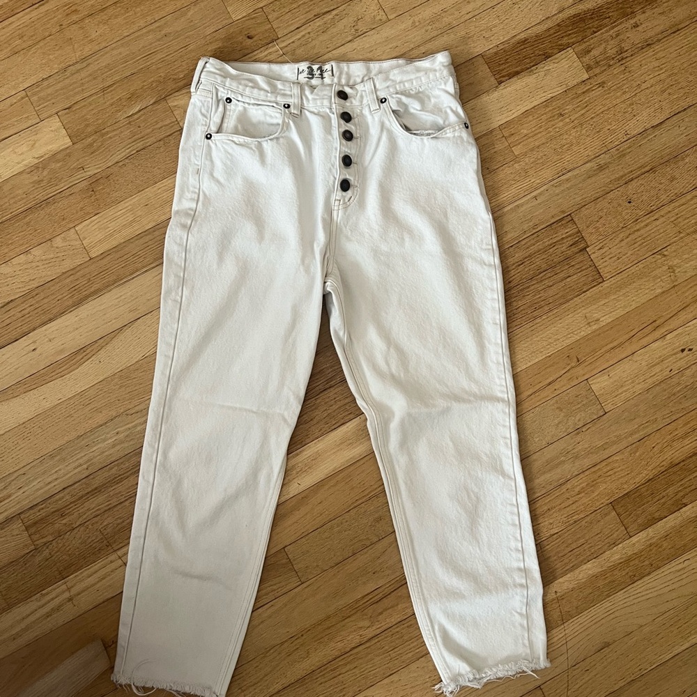 We the Free People high waste Cream Button-Fly mom Jeans BOGO